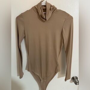 Pink Lily Beige Long Sleeve Bodysuit